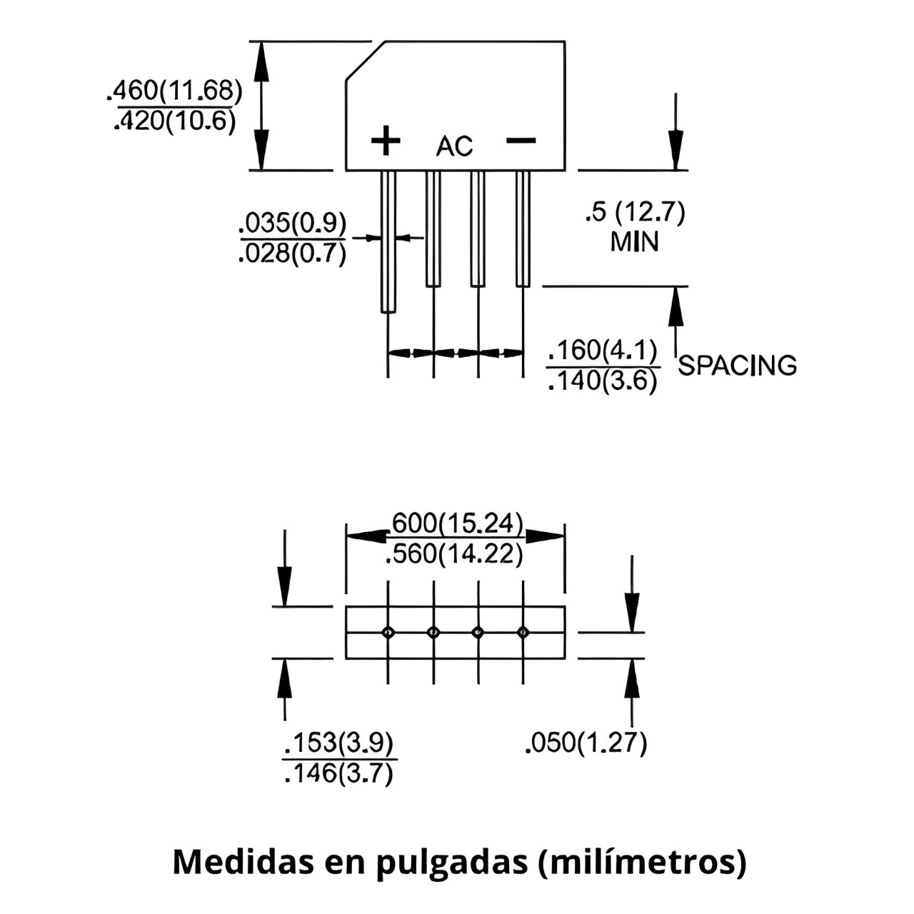 Medidas Puente rectificador KBP307